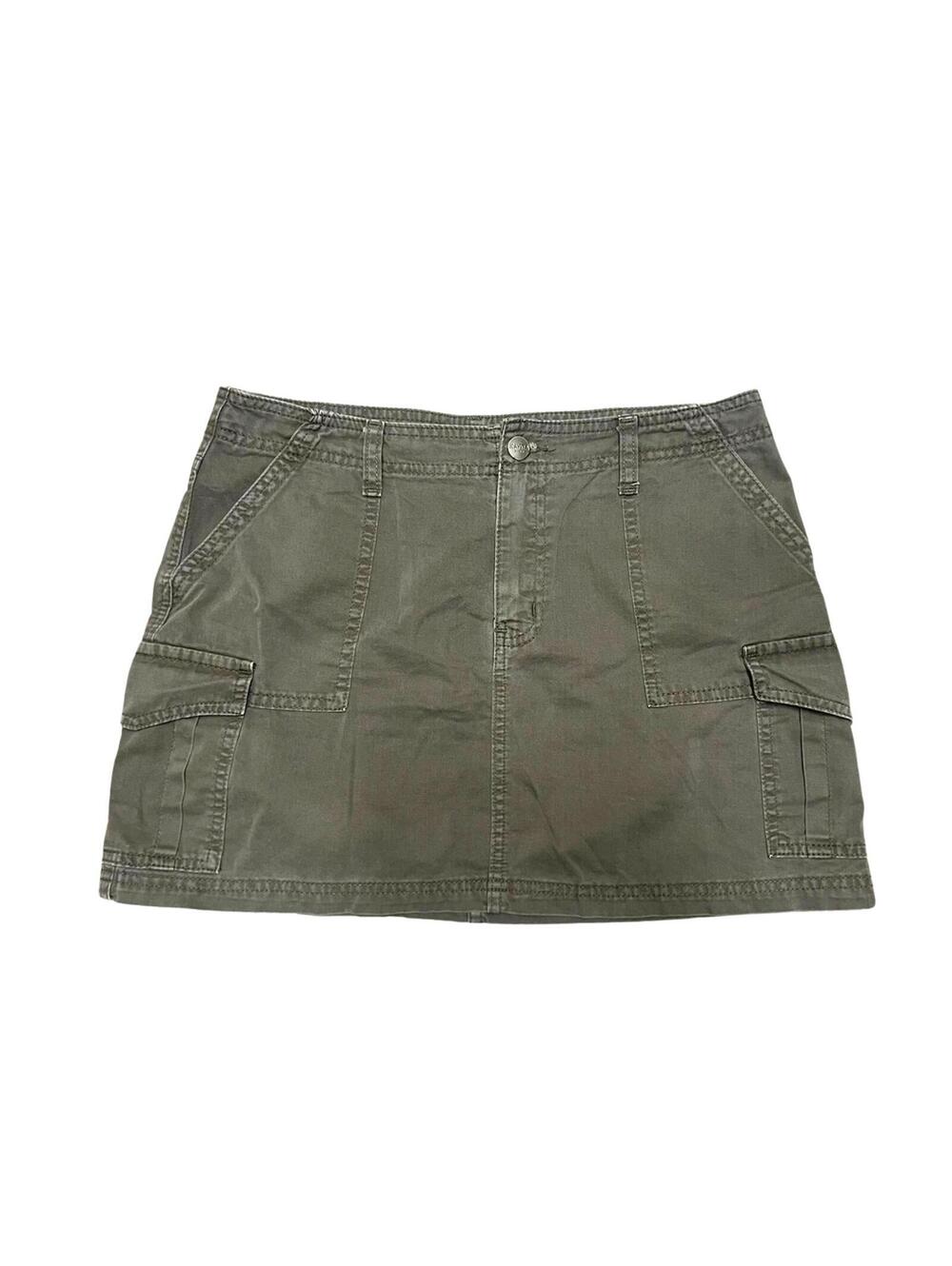 Kayra Denim Olive Green Cargo Mini Skirt Utility Y2K Streetwear Womens M
